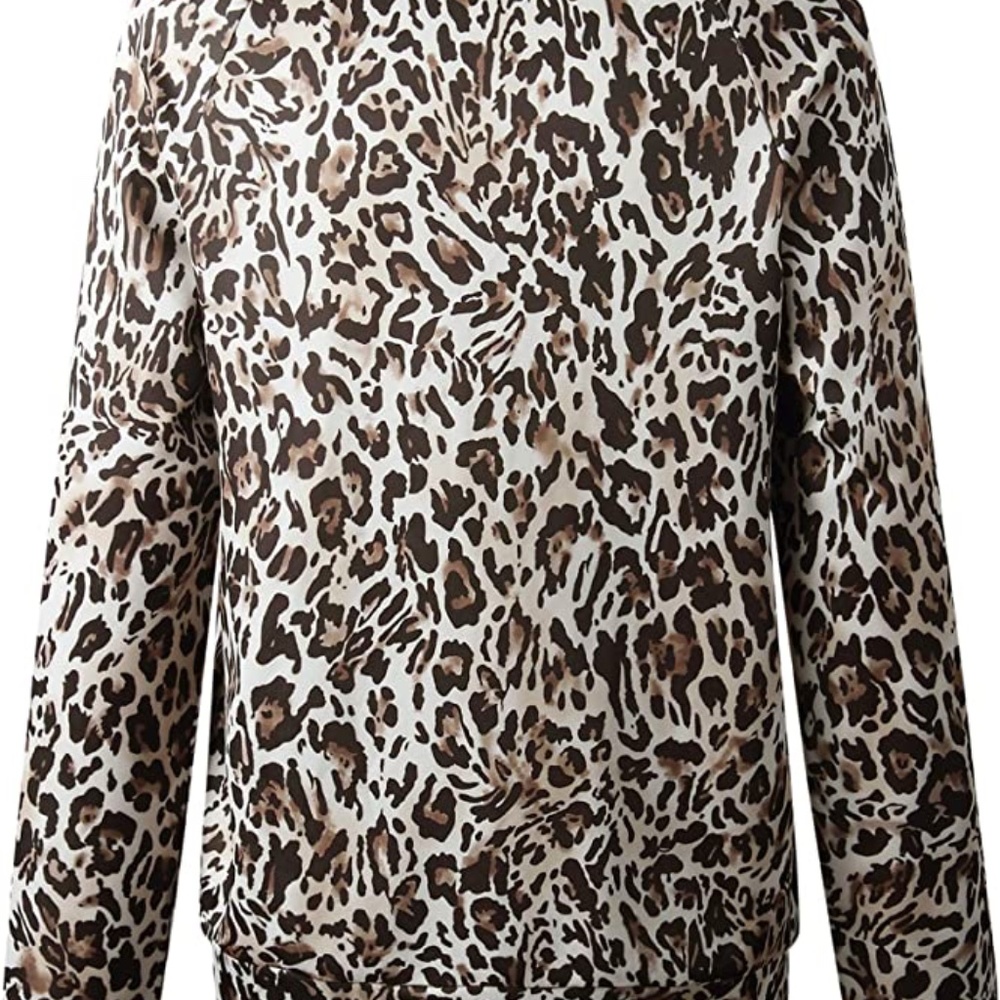Womens Leopard Print Satin Bomber in Black Combo  sz large EUC - Picture 3 of 4